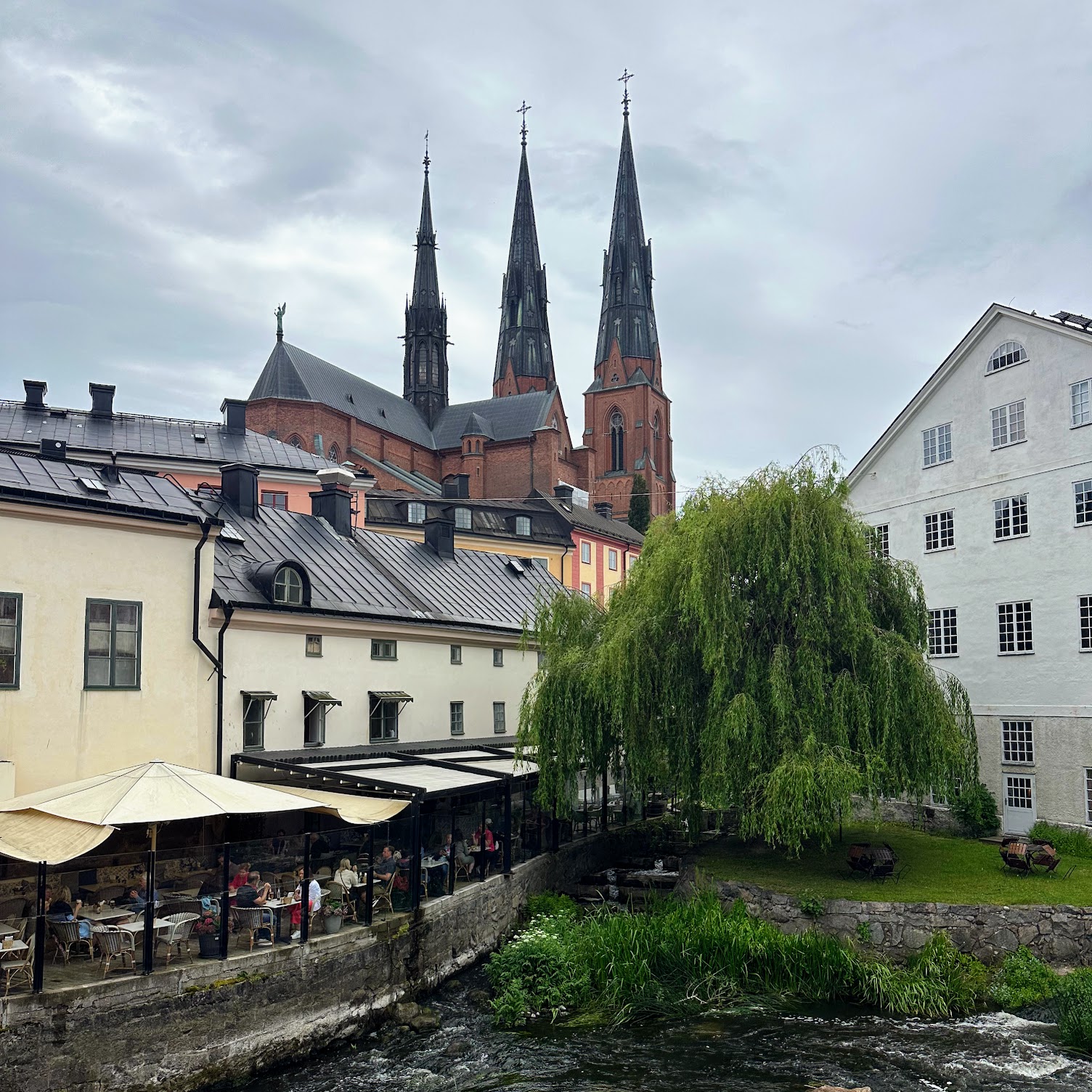 downtown uppsala with the river