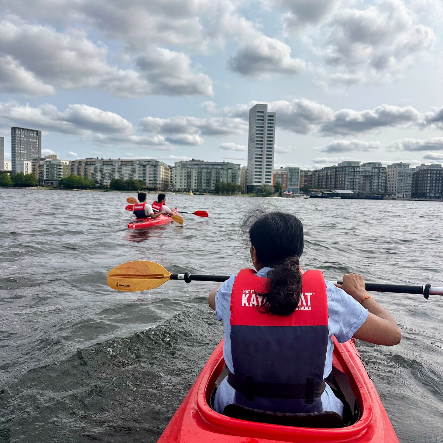 kayaking in the harbor in stockholm