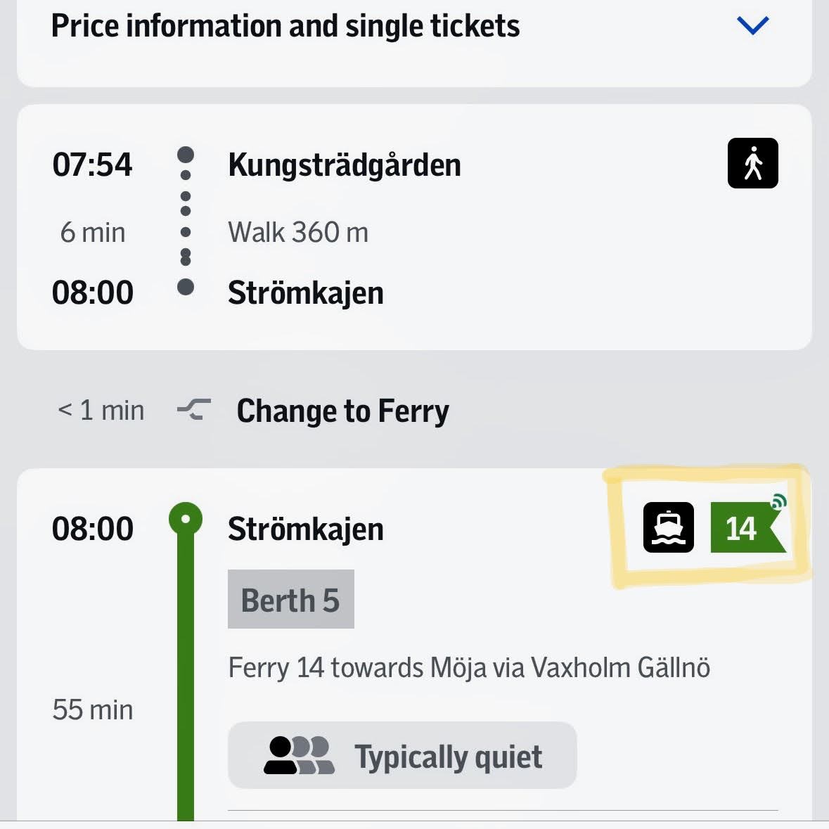Ferry schedule to Vaxholm from stockholm