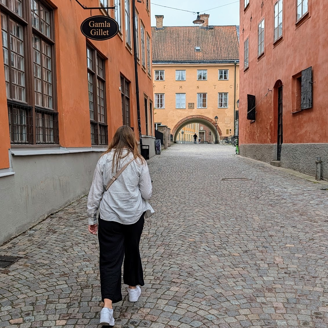 walking in cobblestone streets of uppsala